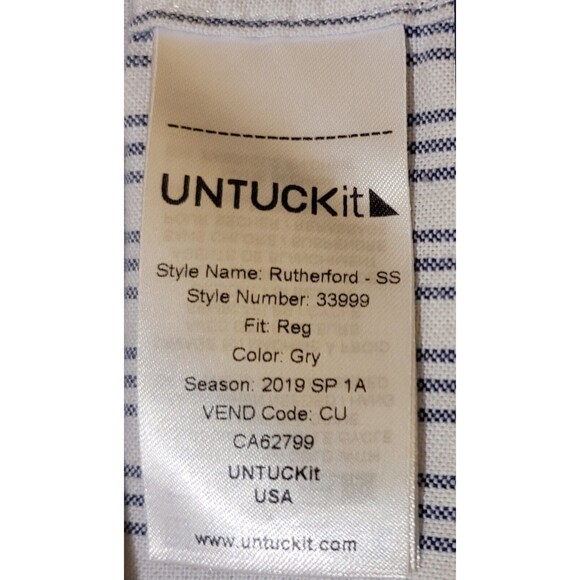UnTuckIt Shirt Mens Button Short Slv Stripe Blue Gray XXXLC Rutherford Style - Picture 6 of 6